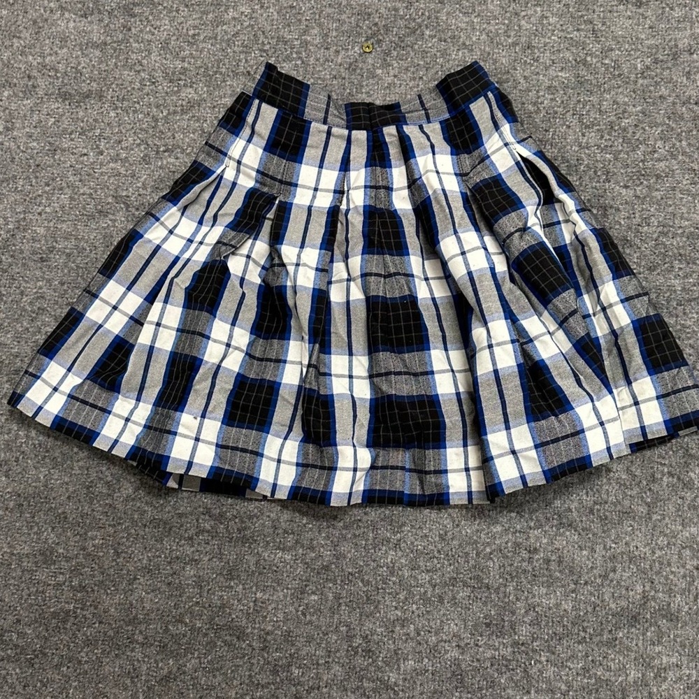 Parker Skirt Womens Size 10 Blue Plaid Pleated Mini High Waisted Made in USA